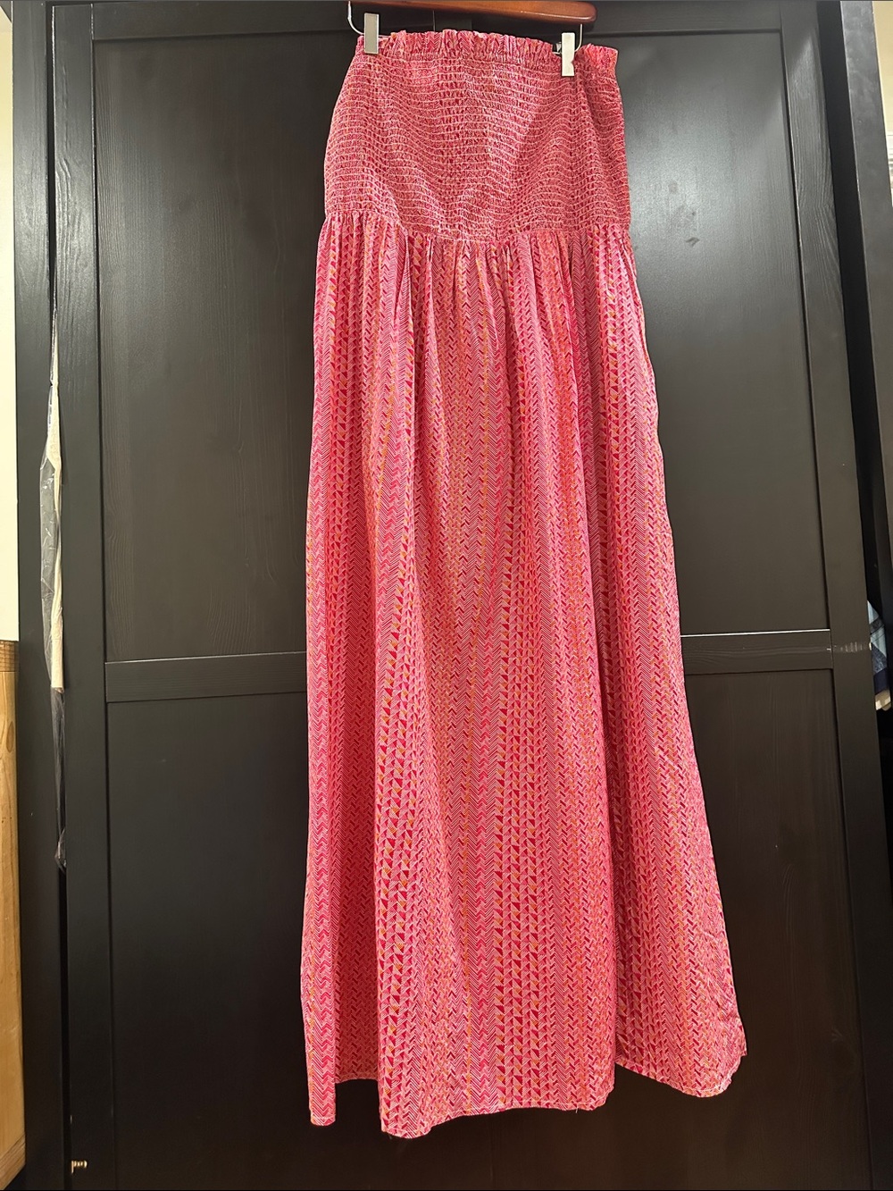 LOFT Beach Pink Smocked Maxi Dress with Subtle Print